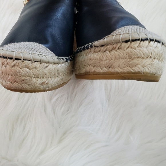 Vidoretta Black Leather Studded Raffia Jute Wedge Sandals Size 11 - Picture 5 of 11